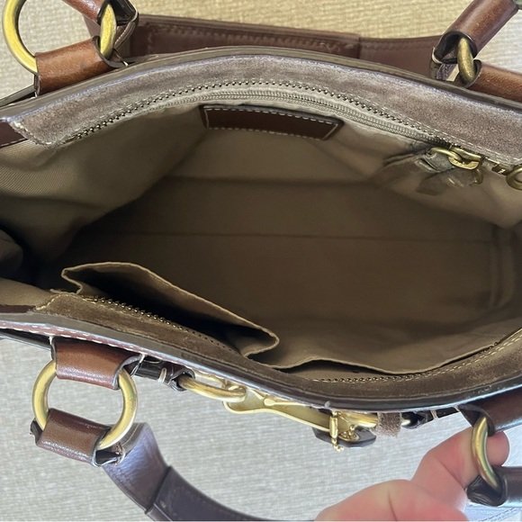 Coach Suede & Leather Patchwork Hampton Satchel Bag - Picture 6 of 14